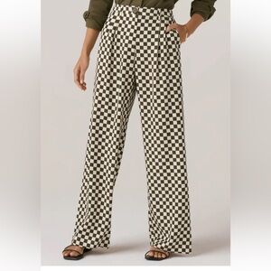 VETTA Black and White Checkerboard Wide Leg Pants